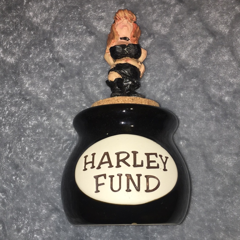 Harley Fund Ceramic Jar With Lady - EUC